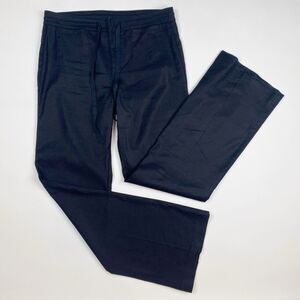 Level 99‎ Black Linen Lyocell Blend Wide Straight Leg Pants Trousers Women 29